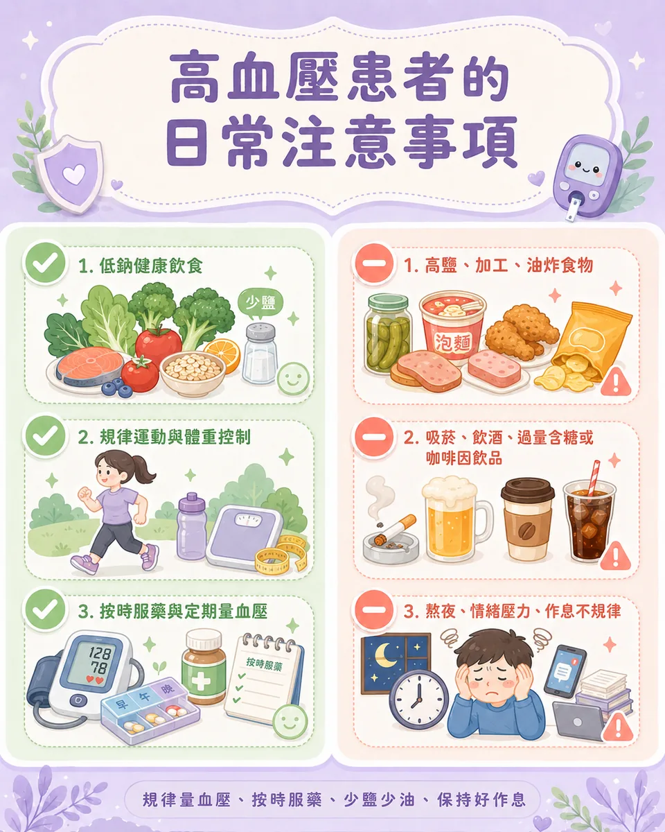 ChatGPT 生成的高血壓注意事項衛教圖（系列第一張）