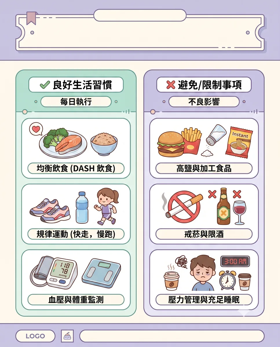 Gemini 生成的高血壓注意事項衛教圖（系列第一張）