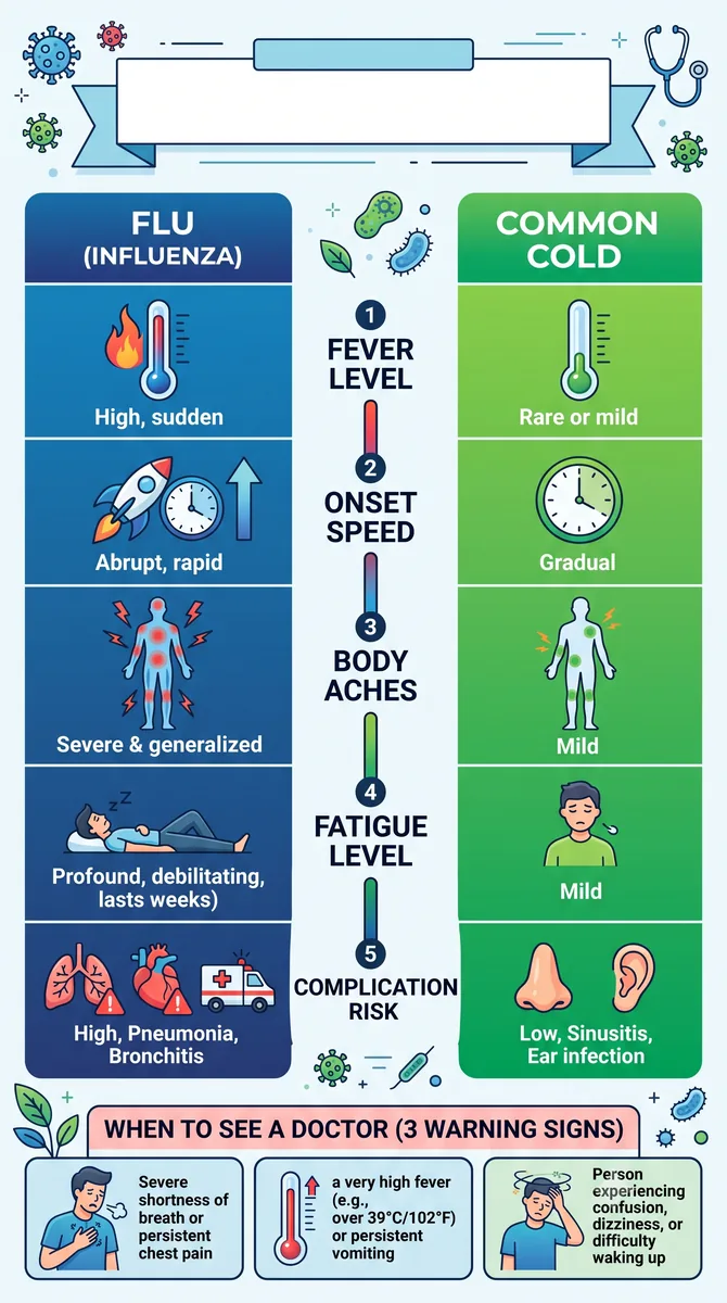 Gemini 生成的流感與感冒比較 infographic